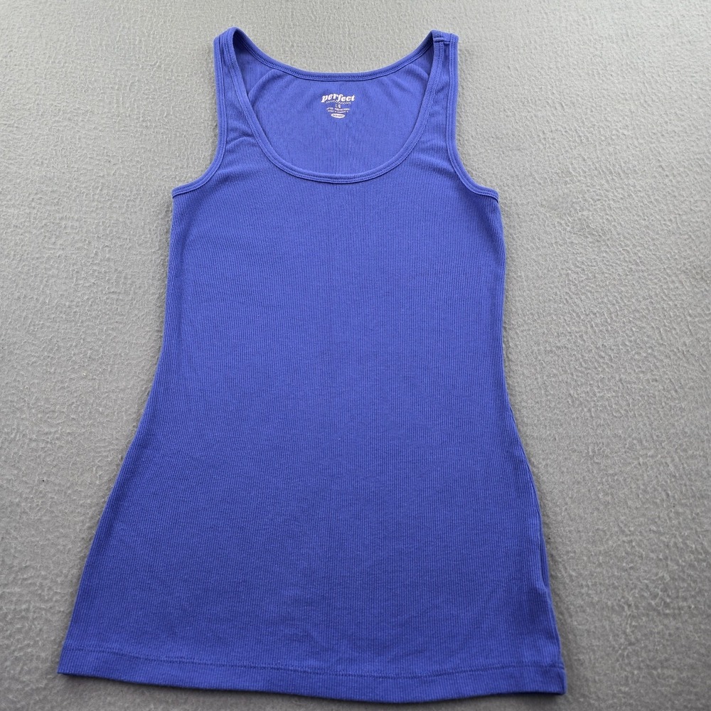 Old Navy Perfect Tank Dress Womens Large Blue Rib Knit Cotton Scoop Neck Fitted